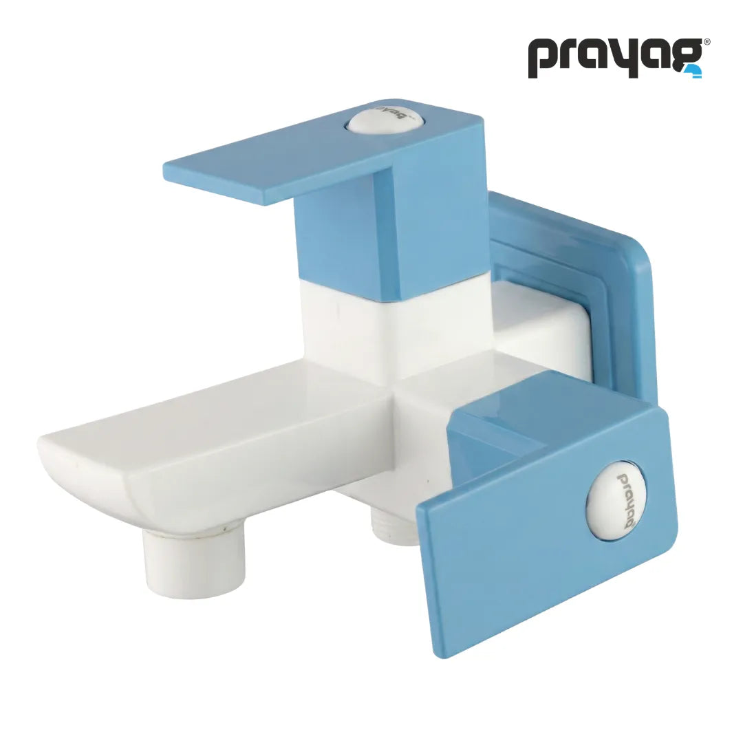 Two Way Bib Tap Foam Flow (Double Handle) Blue Colour - By Prayag