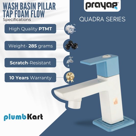 Wash Basin Pillar Tap Foam Flow Blue Color - By Prayag