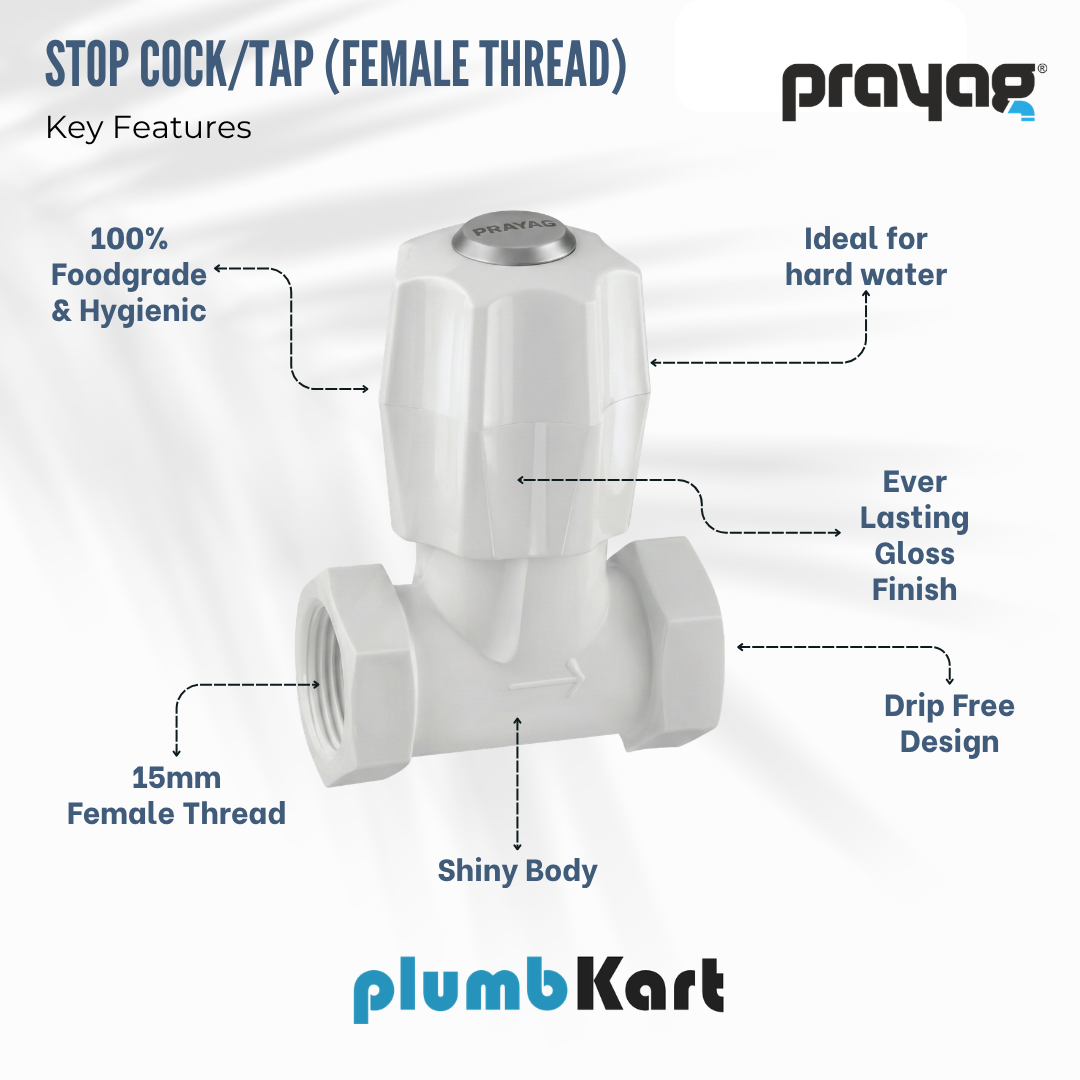 Stop Cock/Tap (Female Thread) 15mm - By Prayag