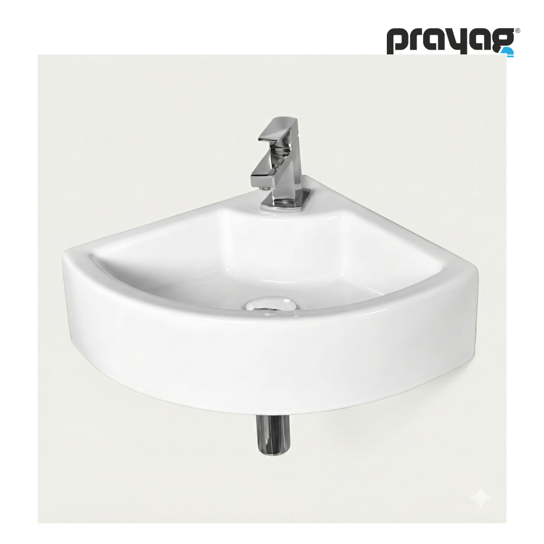 Prayag Waves Square Corner Wash Basin