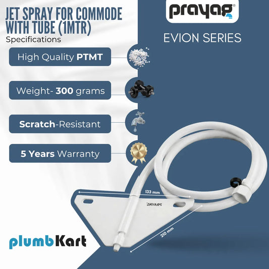 Jet Spray for Commode with Tube (1.5mtr) - By Prayag