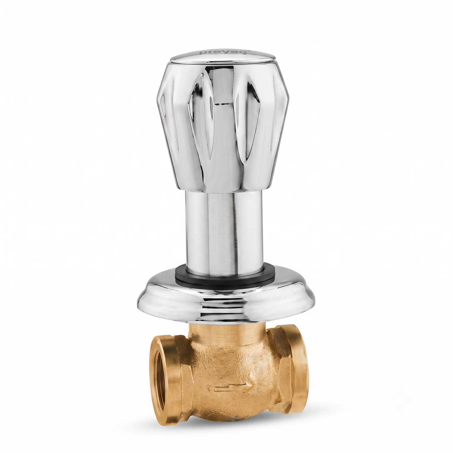 Concealed Stop Tap 15mm with Wall Flange Brass - By Prayag