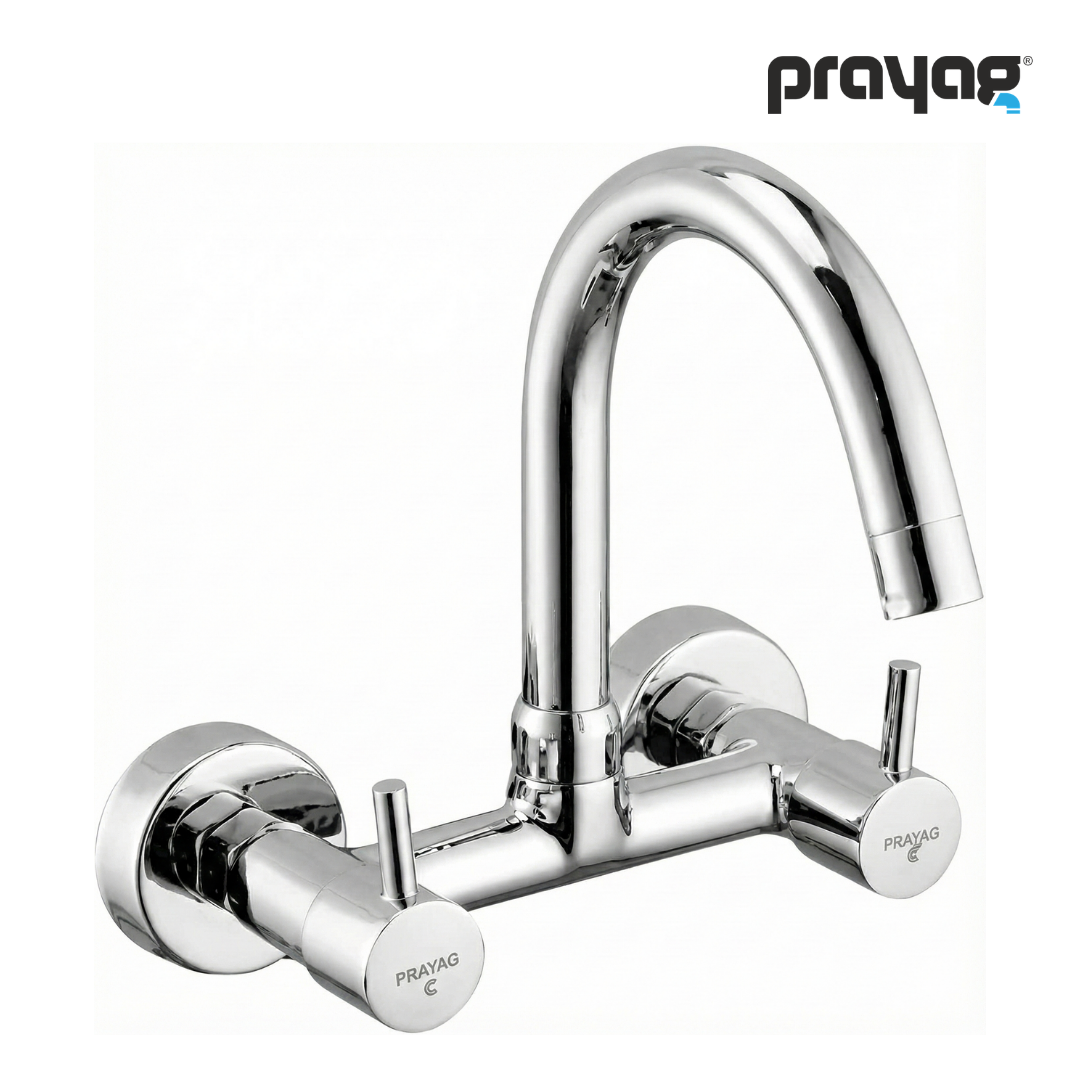 Sink Mixer Tap for Kitchen Wall Mount Foam Flow (Hot & Cold) Brass - By Prayag