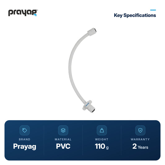 18 inch Connection Pipe with Nut, Collar Bush & Spanner (Pack of 2 Pcs) - Prayag key specifications: PVC, 110 g, 2-year warranty