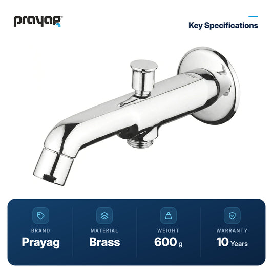 Bath Tub Spout Provision for Hand Shower with Flange Brass (Only Spout) - Prayag key specifications: Brass, 600 g, 10-year warranty