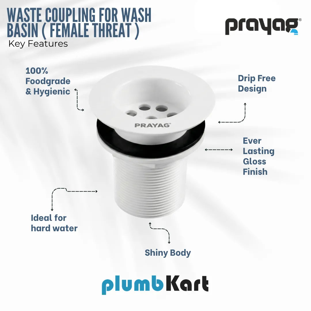 Waste Coupling for Wash Basin 31/32mm Female Threat - By Prayag