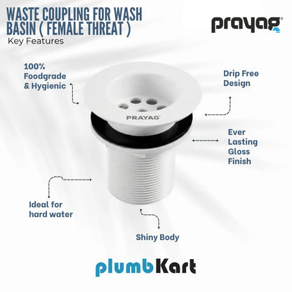 Waste Coupling for Wash Basin 31/32mm Female Threat - By Prayag
