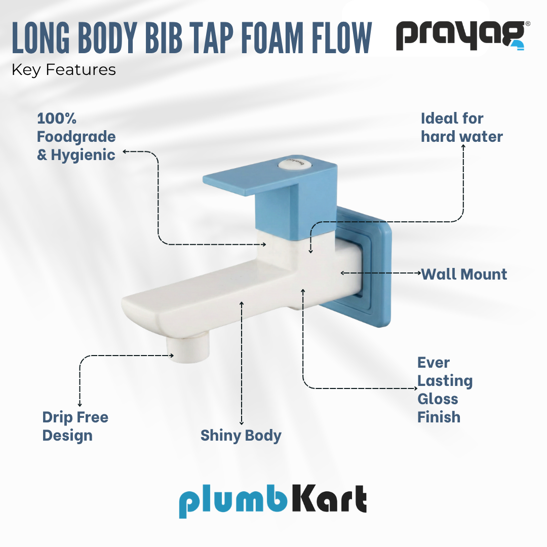 Long Body Bib Tap Foam Flow Blue Colour - By Prayag