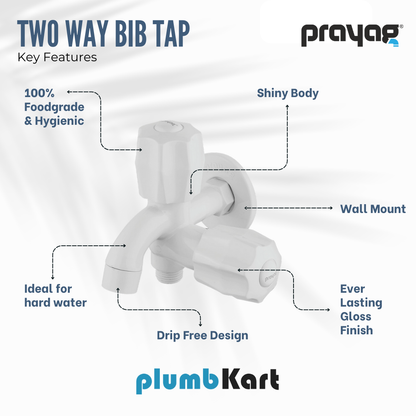 Two Way Bib Tap Foam Flow (Double Handle) - By Prayag