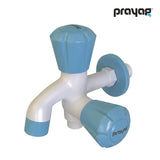 Two Way Bib Tap Foam Flow (Double Handle) Blue Colour - By Prayag