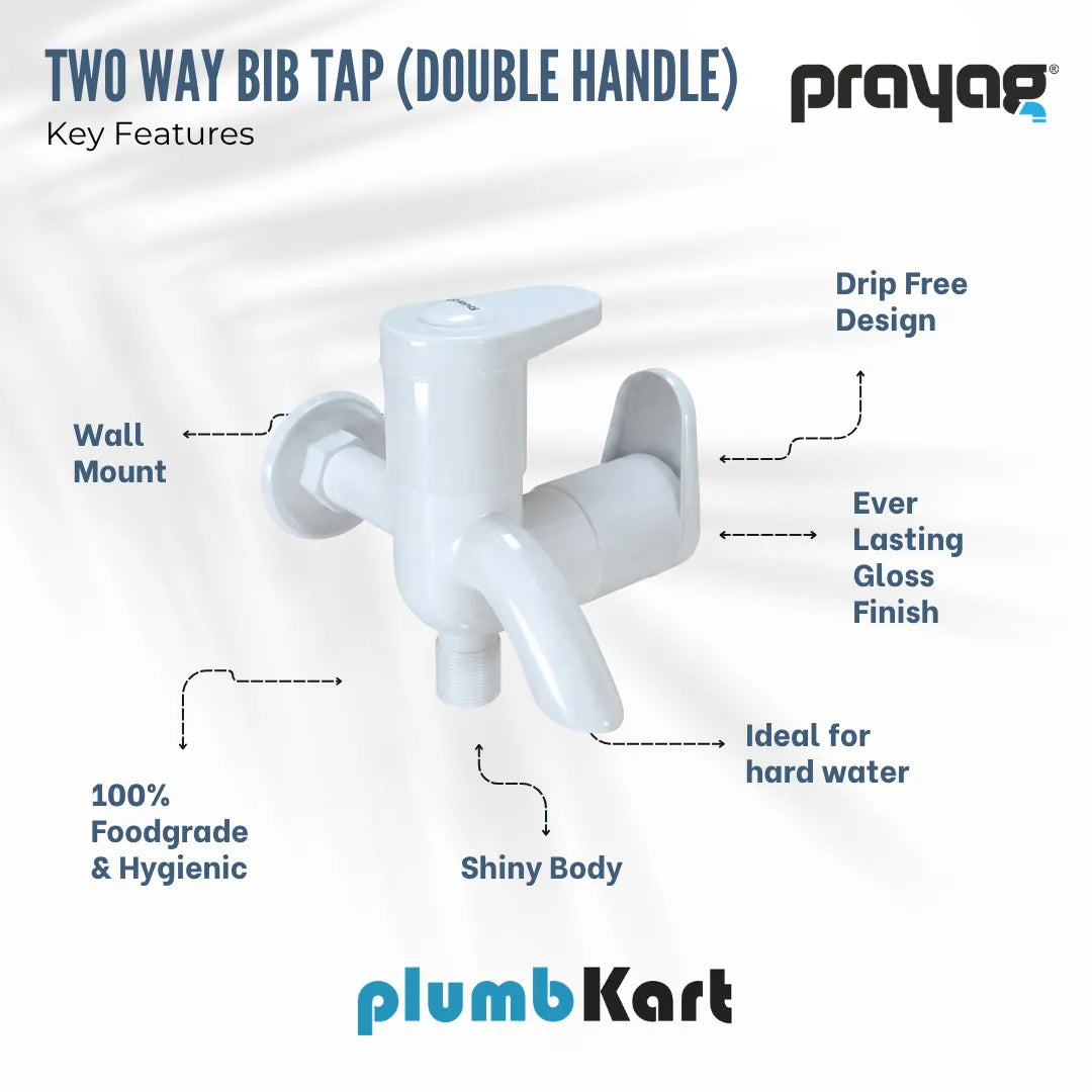 Two Way Bib Tap (Double Handle)  - By Prayag