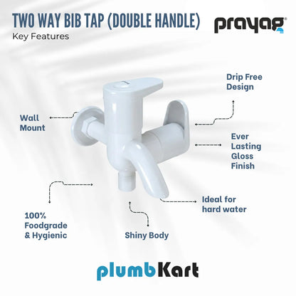 Two Way Bib Tap (Double Handle)  - By Prayag