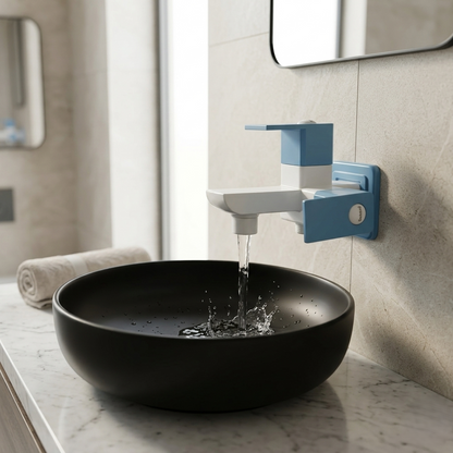 Two Way Bib Tap Foam Flow (Double Handle) Blue Color - By Prayag