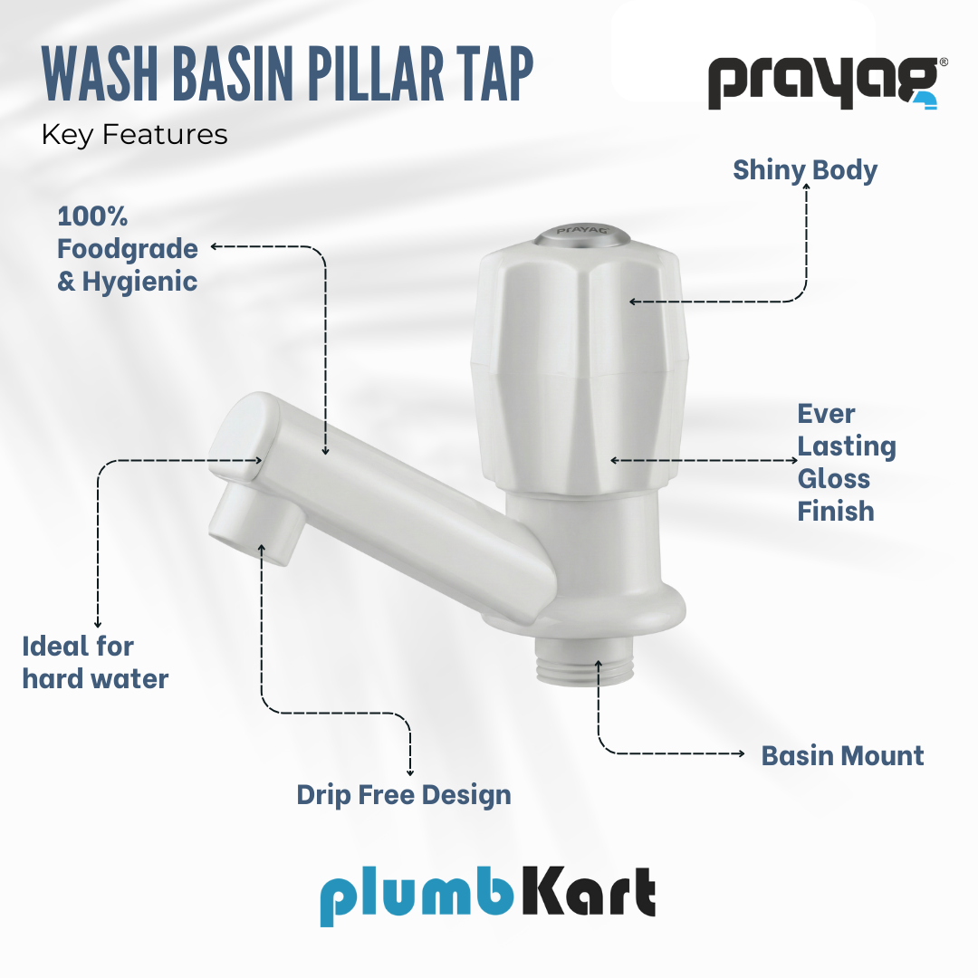 Wash Basin Pillar Tap (Short Height) - By Prayag