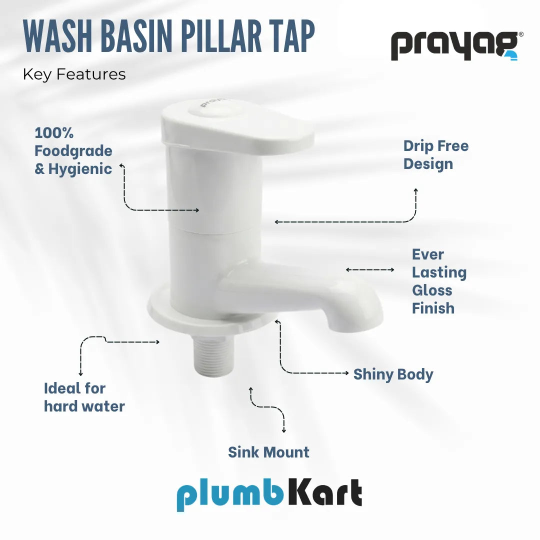 Wash Basin Pillar Tap - By Prayag
