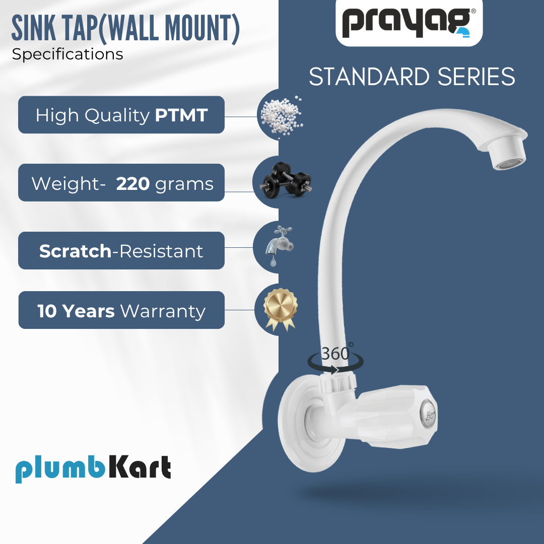 Sink Tap for Kitchen Wall Mount Foam Flow (Swing Tap) - By Prayag