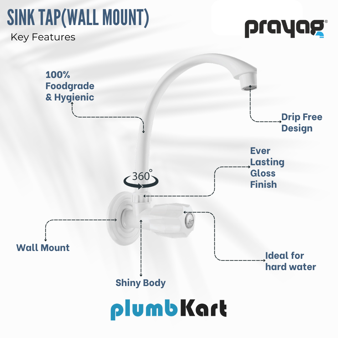 Sink Tap for Kitchen Wall Mount Foam Flow (Swing Tap) - By Prayag