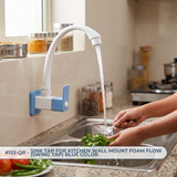 Sink Tap for Kitchen Wall Mount Foam Flow (Swing Tap) Blue Colour - By Prayag