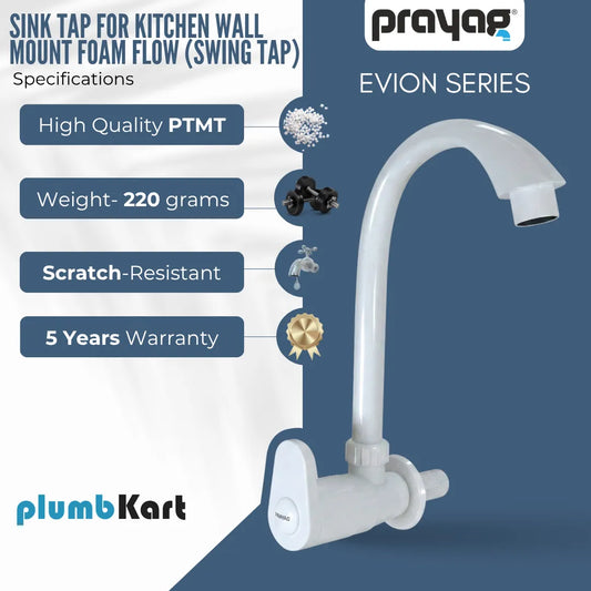 Sink Tap for Kitchen Wall Mount Foam Flow (Swing Tap)  - By Prayag