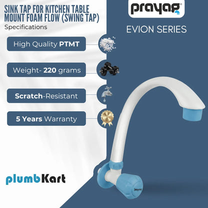 Sink Tap for Kitchen Table Mount Foam Flow (Swing Tap) Blue Color - By Prayag
