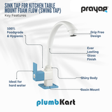 Sink Tap for Kitchen Table Mount Foam Flow (Swing Tap) Blue Colour - By Prayag