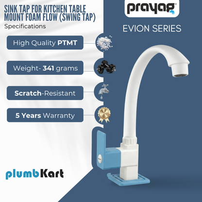 Sink Tap for Kitchen Table Mount Foam Flow (Swing Tap) Blue Color - By Prayag
