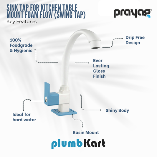 Sink Tap for Kitchen Table Mount Foam Flow (Swing Tap) Blue Color - By Prayag