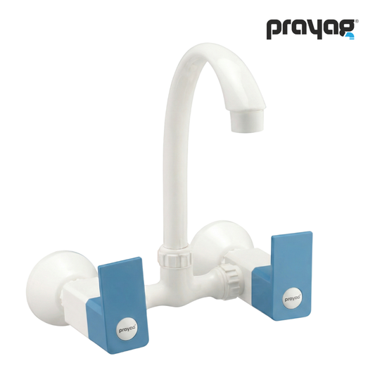 Sink Mixer Tap for Kitchen Wall Mount Foam Flow (Hot & Cold) Blue Color - By Prayag