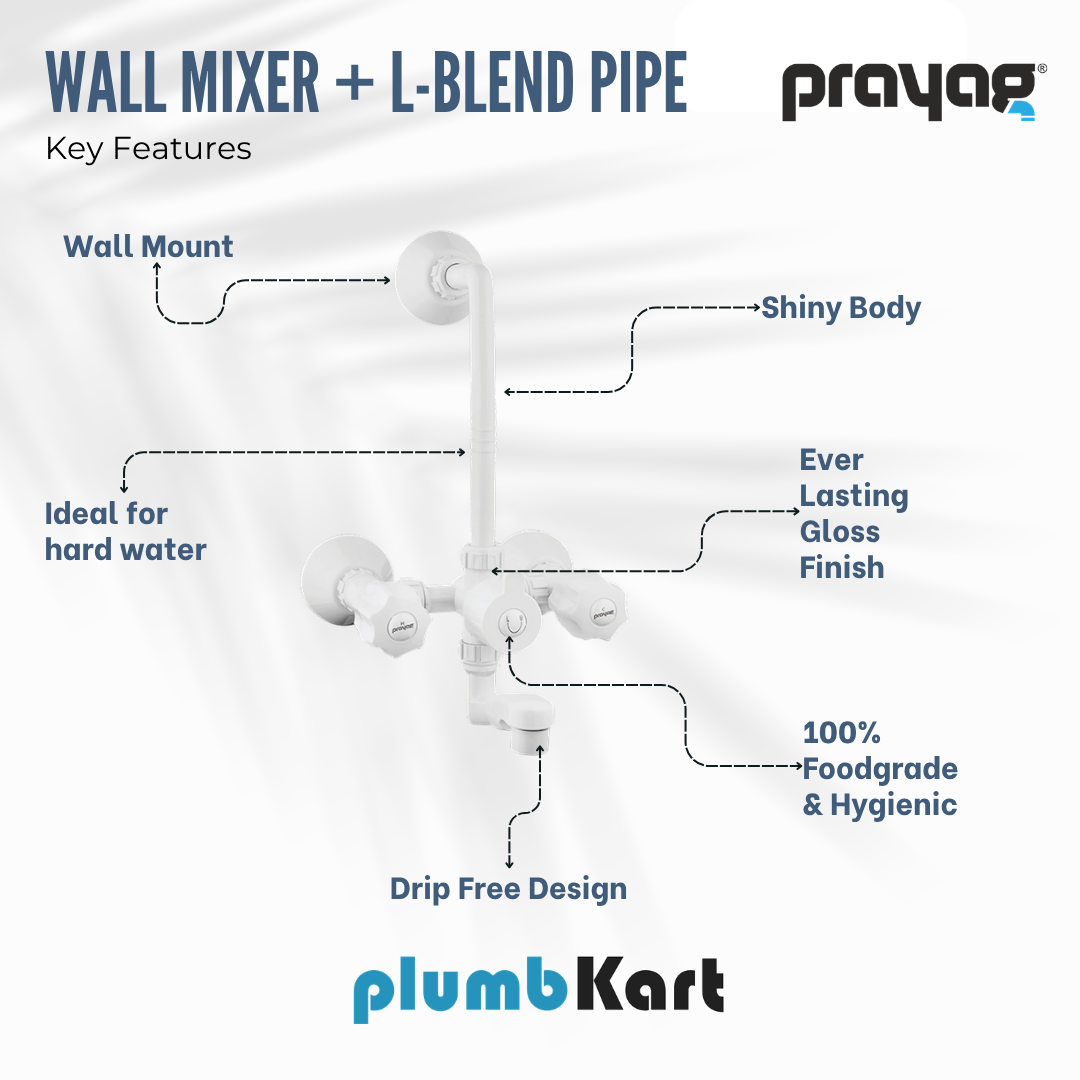 Wall Mixer with L Bend Pipe (Foam Flow) (Hot & Cold) - By Prayag