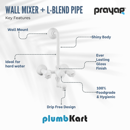 Wall Mixer with L Bend Pipe (Foam Flow) (Hot & Cold) - By Prayag