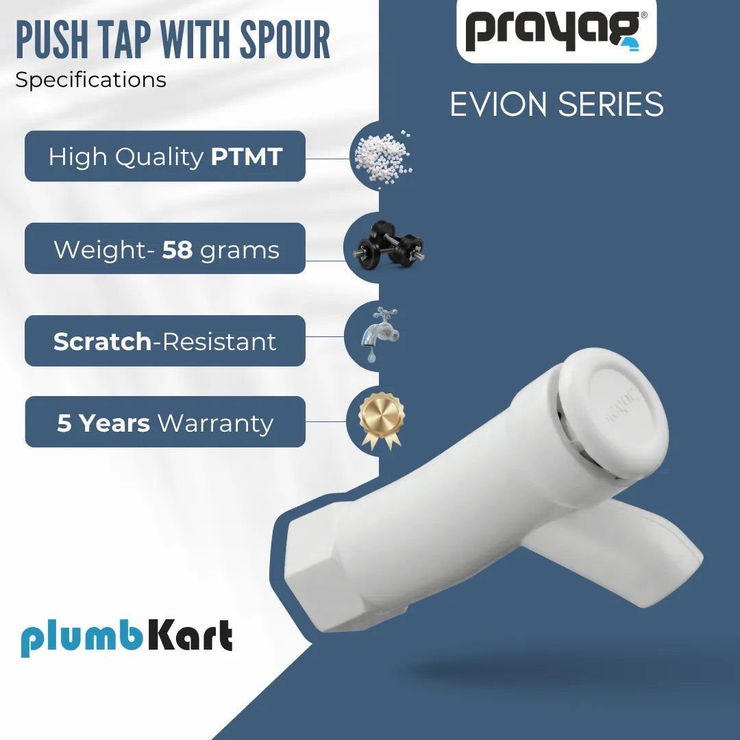 Push Tap With Spour 15mm - By Prayag