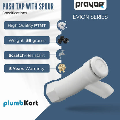 Push Tap With Spour 15mm - By Prayag