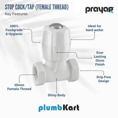 Stop Cock/Tap (Female Thread) 15mm - By Prayag