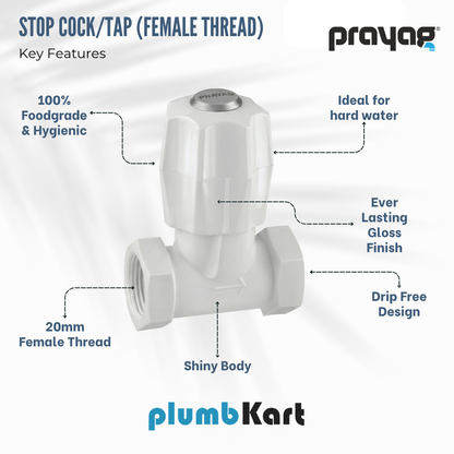 Stop Cock/Tap (Female Thread) 20mm - By Prayag