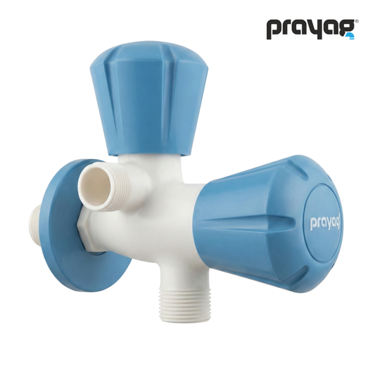 Two Way Angle Valve (Double Handle) Blue Color - By Prayag