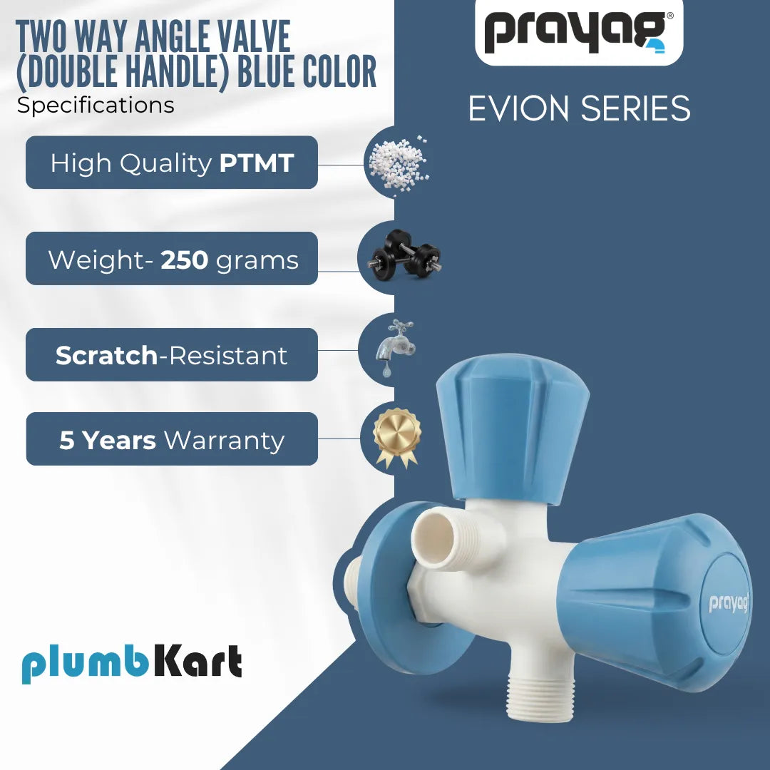 Two Way Angle Valve (Double Handle) Blue Color - By Prayag