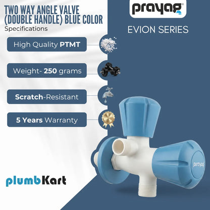 Two Way Angle Valve (Double Handle) Blue Color - By Prayag