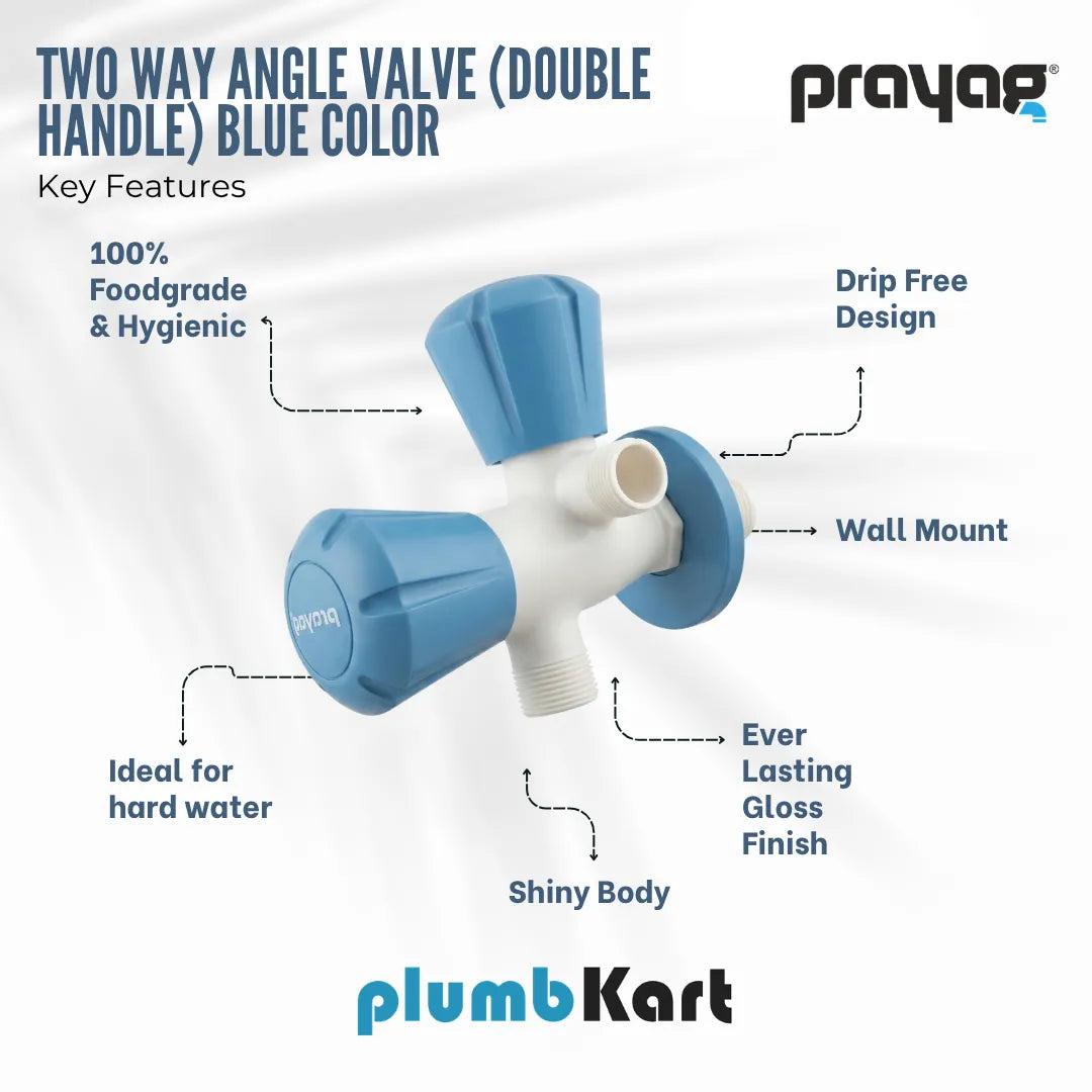 Two Way Angle Valve (Double Handle) Blue Color - By Prayag