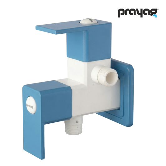 Two Way Angle Valve (Double Handle) Blue Color - By Prayag
