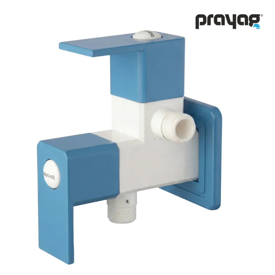 Two Way Angle Valve (Double Handle) Blue Colour - By Prayag