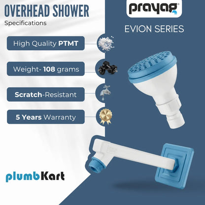 Overhead Shower 75mm + Shower Arm 225mm - By Prayag