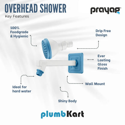 Overhead Shower 75mm + Shower Arm 225mm - By Prayag