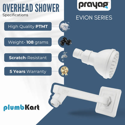 Overhead Shower 75mm + Shower Arm 225mm - By Prayag