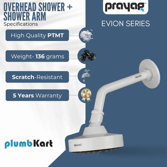 Overhead Shower 75mm + Shower Arm 225mm - By Prayag