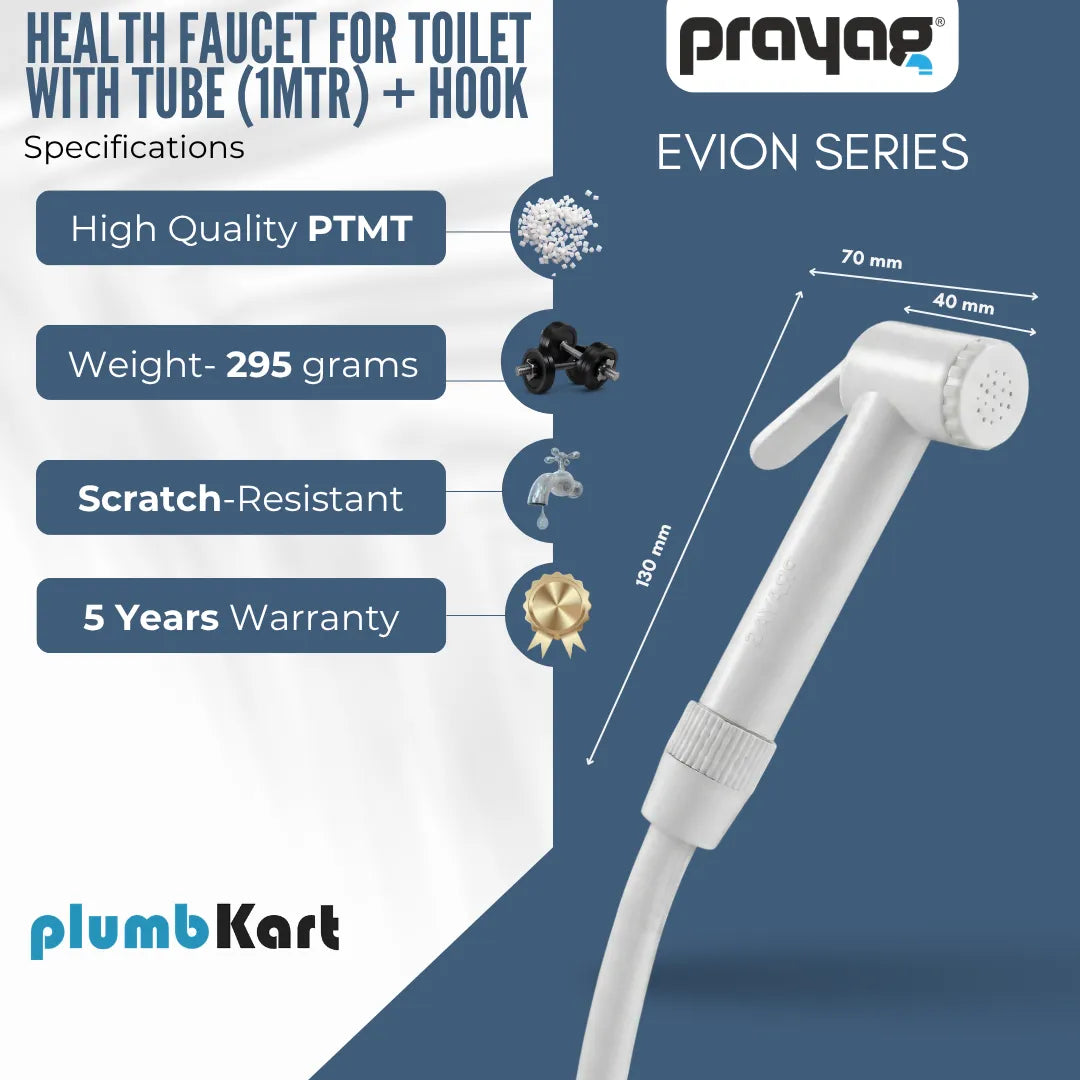 Health Faucet for Toilet with Tube (1mtr) + Hook -By Prayag