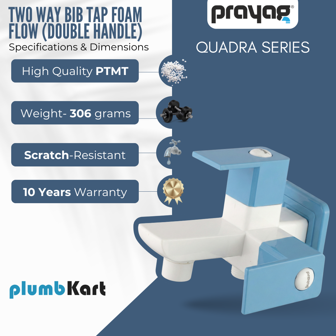 Two Way Bib Tap Foam Flow (Double Handle) Blue Color - By Prayag