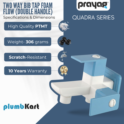 Two Way Bib Tap Foam Flow (Double Handle) Blue Color - By Prayag