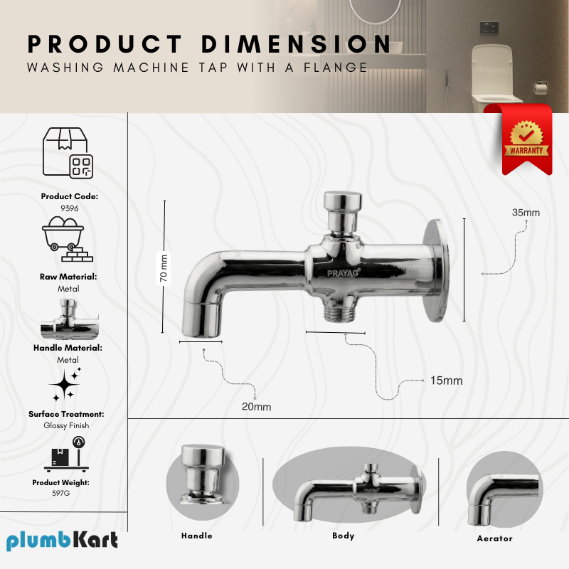 Washing Machine Tap with a Flange