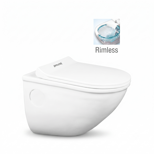 Rio Rimless Wall-Hung Commode with Soft-Close Seat - Prayag