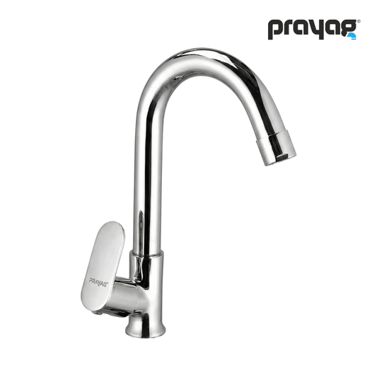 Wash Basin Pillar Tap Swan Neck Foam Flow (Swing Tap) Basin Mount Brass - By Prayag